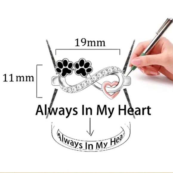 18k diamond pet paw memorial love ring forever in my heart - Picture 9 of 10